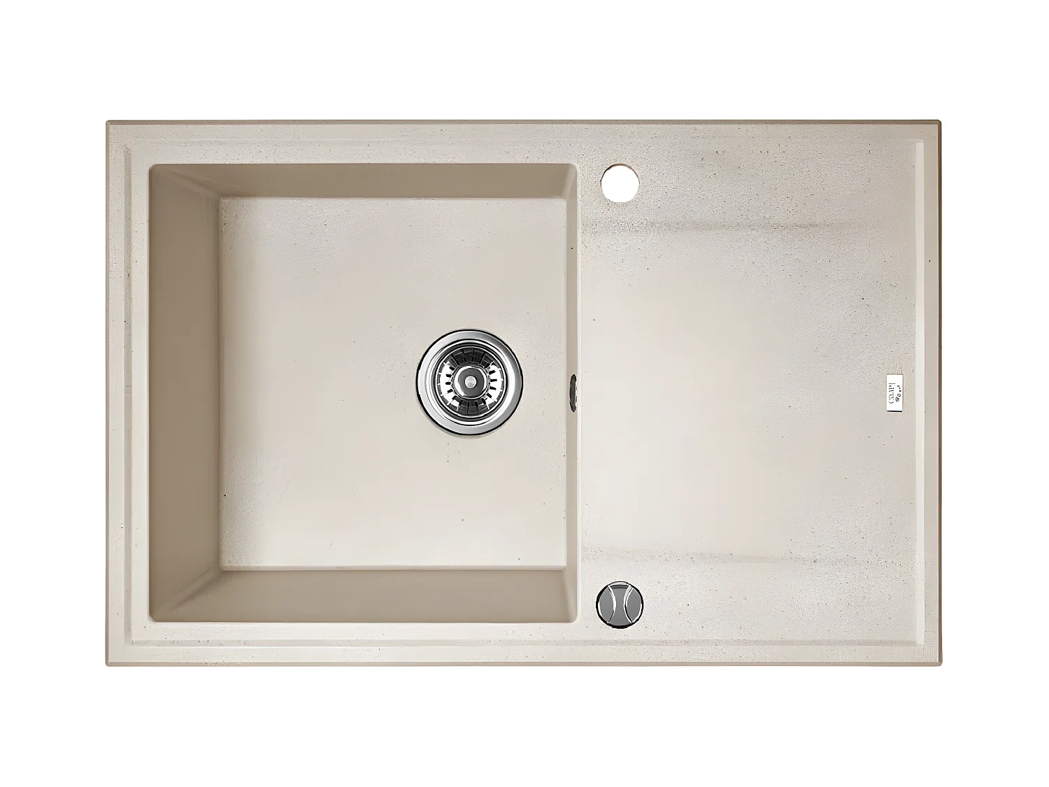 Evier de cuisine rond en granit beige MEGALO, 1 bac avec égouttoir,50x75
