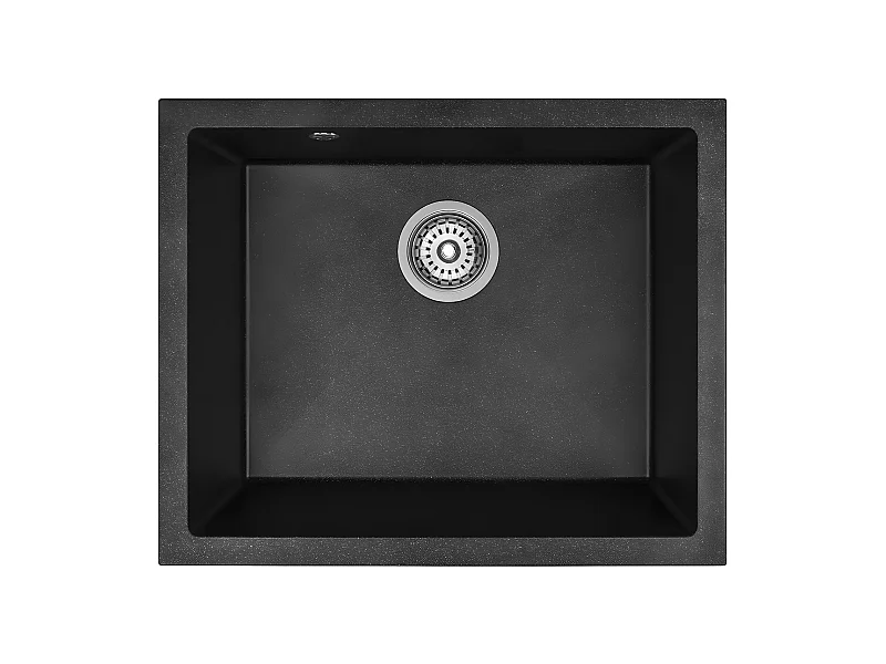 Evier de cuisine rond en granit noir IBIZA, 1 bac,56x46
