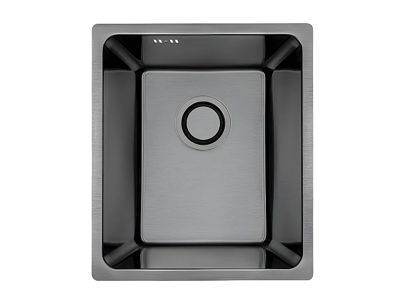 Evier de cuisine graphite ADEN, 1 bac, acier inoxydable, 44x38