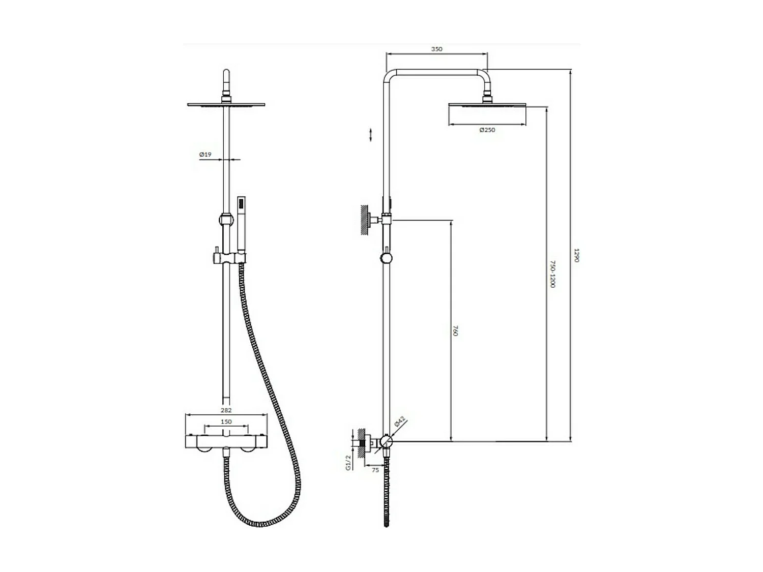 colonne de douche Thermostatique En Y couleur : Or Brossé -marque OMNIRES