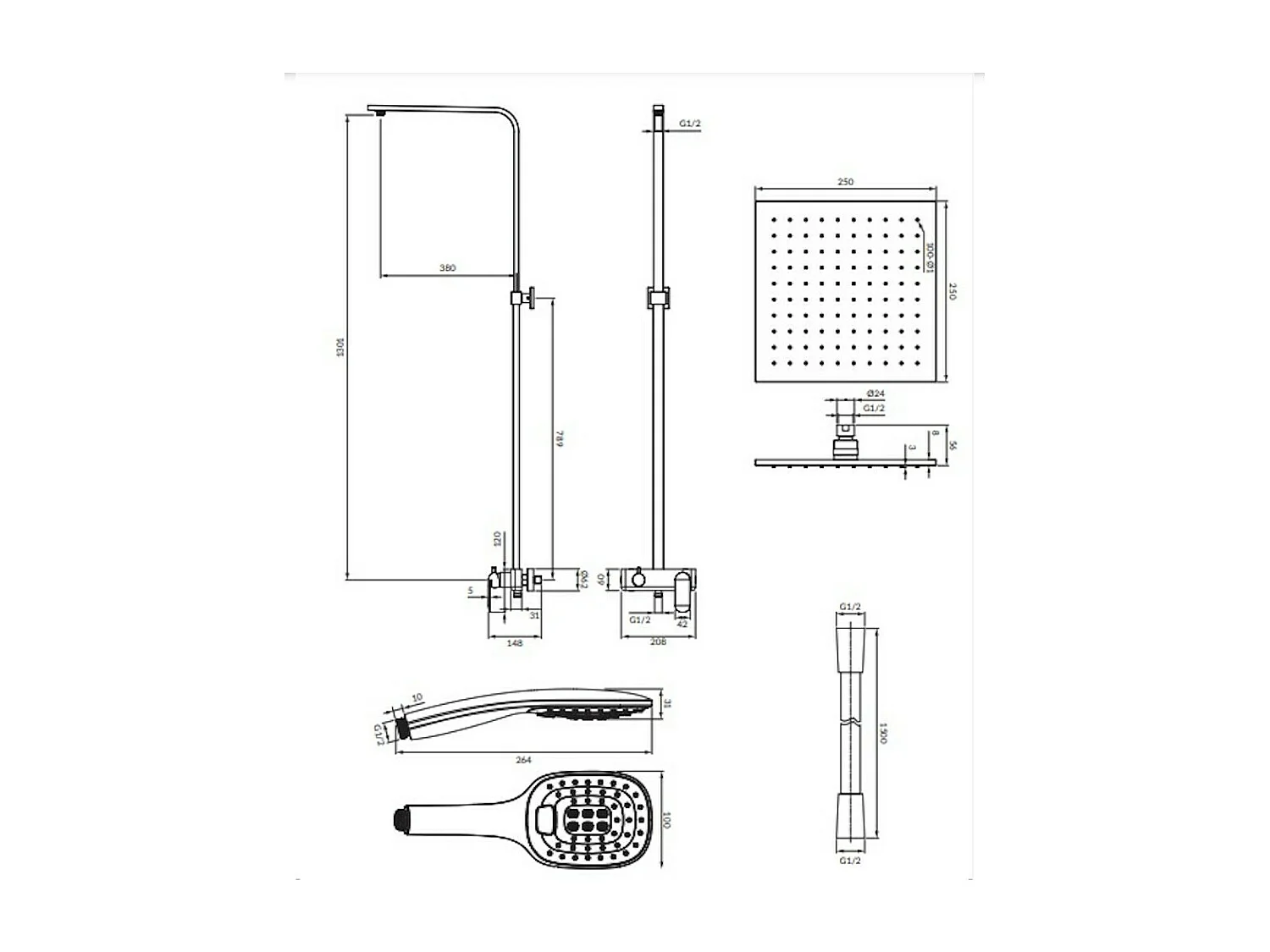 colonne de douche  Sacramento couleur : Chrome