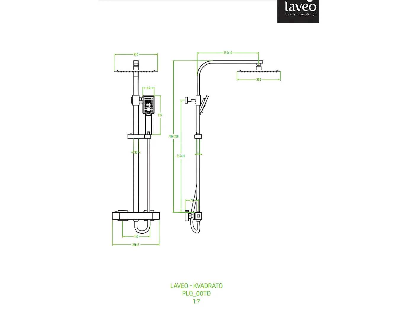 Colonne de douche thermostatique , Kvadrato Couleur: Chrome