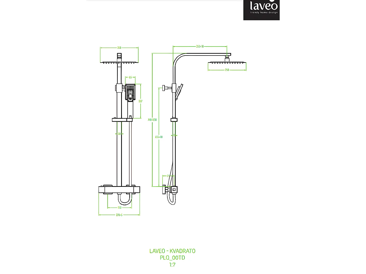 Colonne de douche thermostatique , Kvadrato Couleur: Chrome