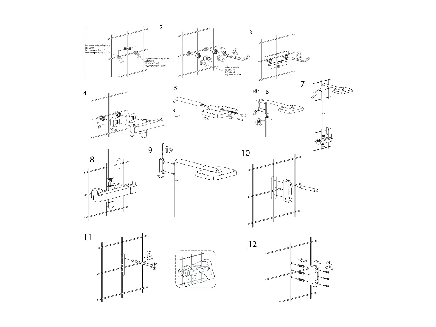 Colonne de douche thermostatique - Hudson - Chrome