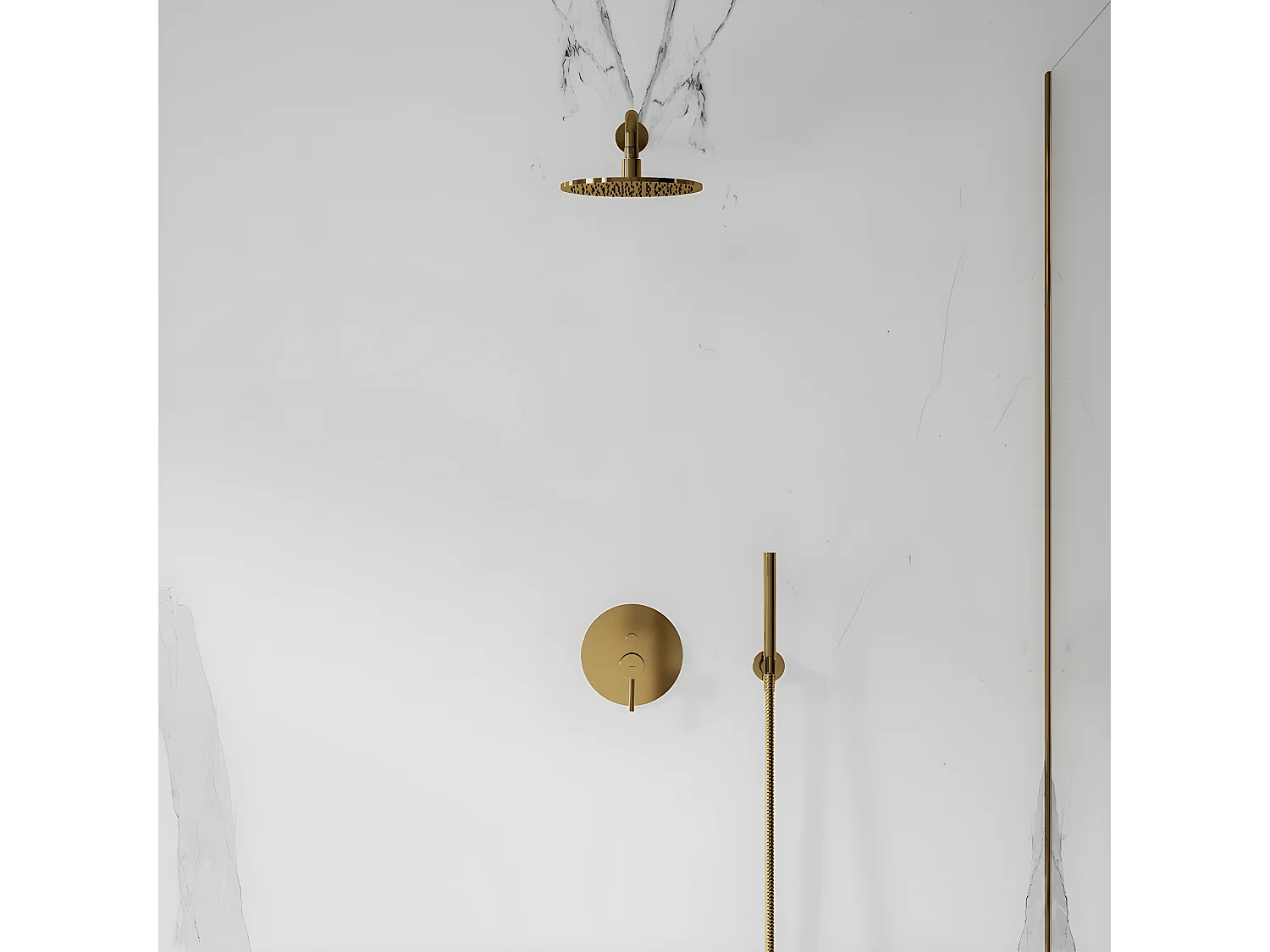 Colonne de douche Y encastrable  or