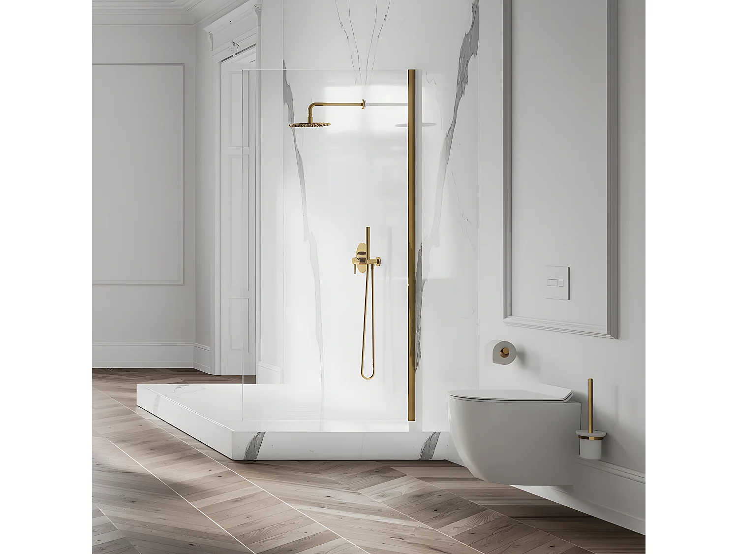 Colonne de douche Y encastrable  or