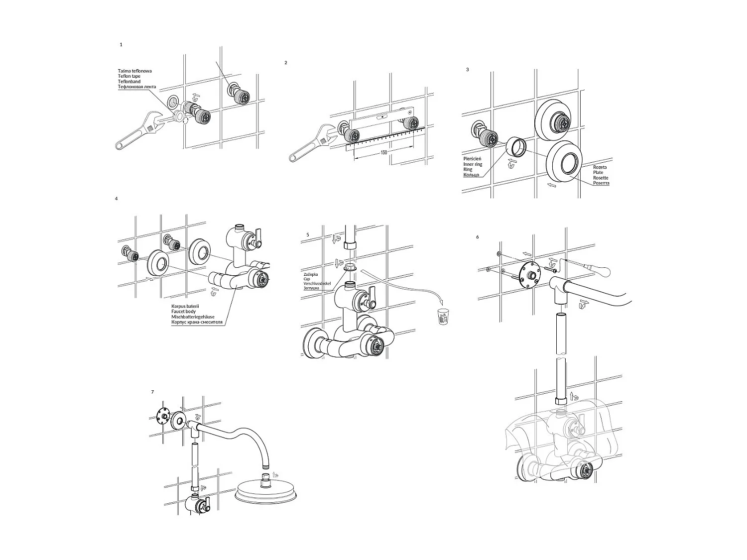 Colonne de douche murale thermostatique - Armance - Cuivre Antique
