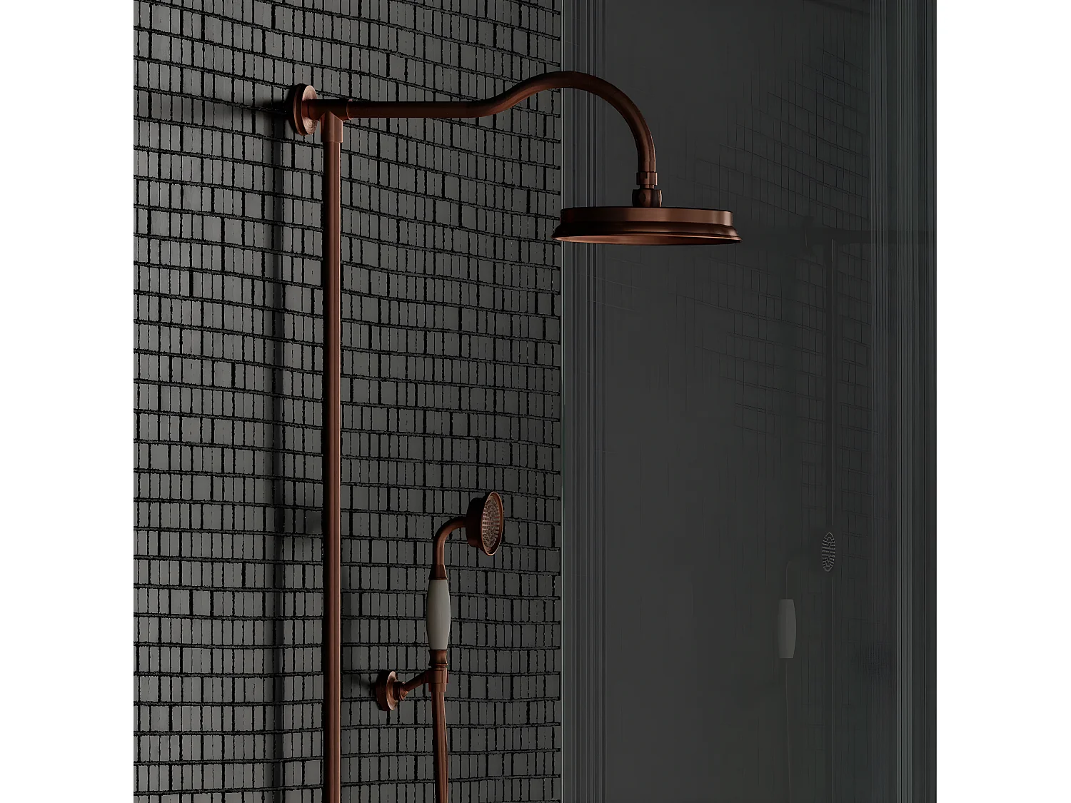 Colonne de douche murale thermostatique - Armance - Cuivre Antique