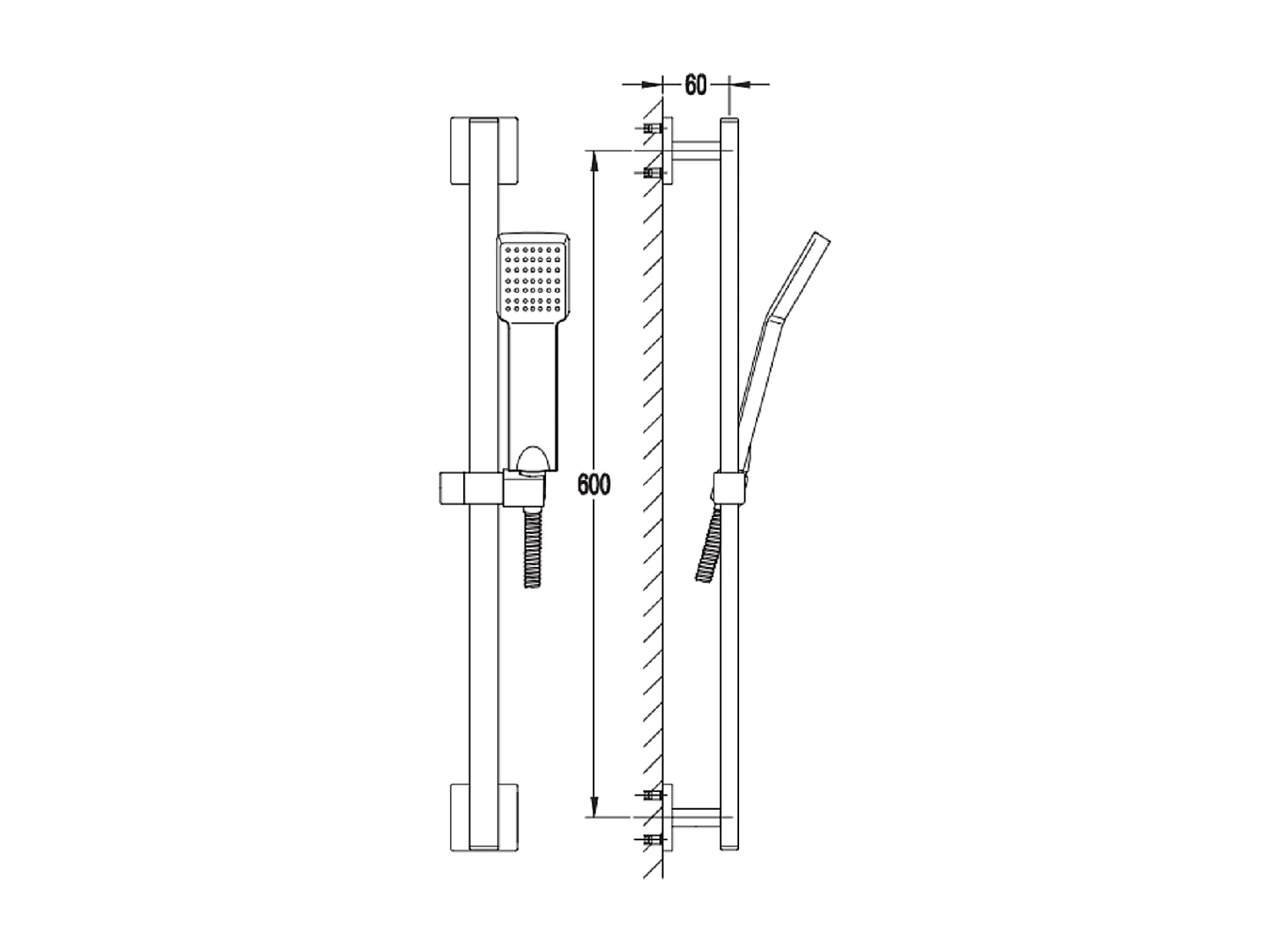 Set de douche Omnires, Collection ANGEL Couleur: Noir