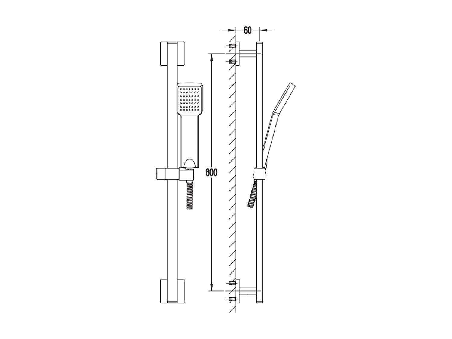 Set de douche Omnires, Collection ANGEL Couleur: Noir