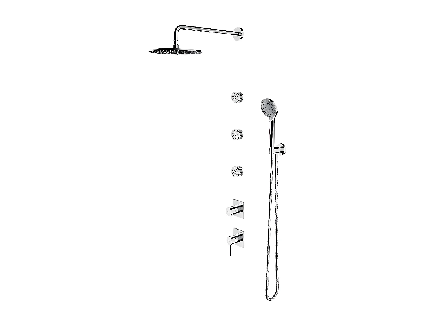 Colonne de douche Y encastrable avec jets latéraux  chrome