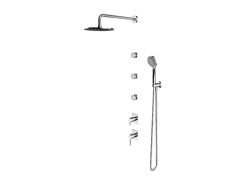 Colonne de douche Y encastrable avec jets latéraux  chrome