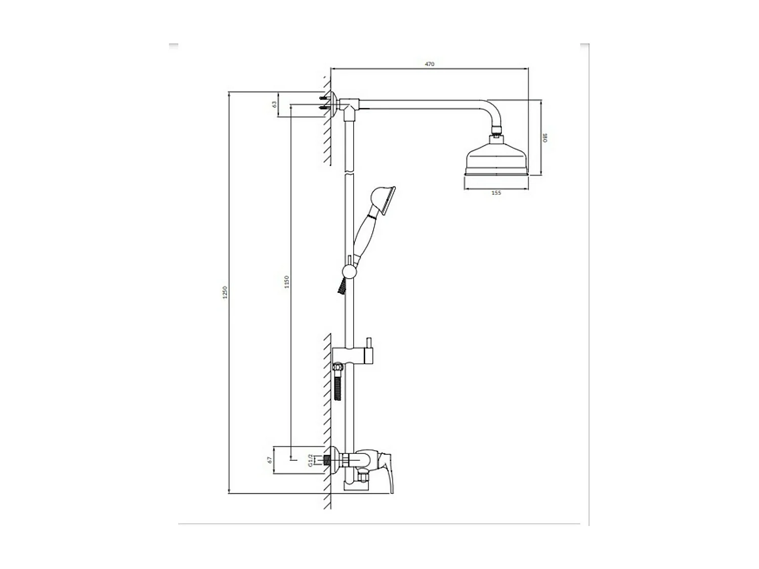 colonne de douche Art Deco couleur : Chrome