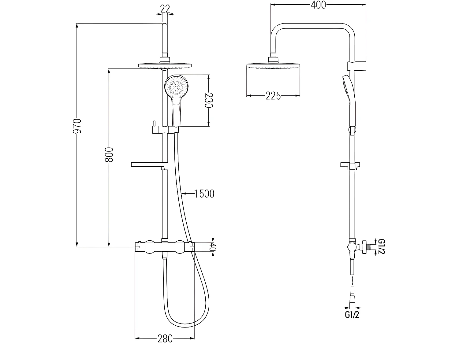 Colonne De Douche Thermostatique Omnires collection Y copper , Couleur : cuivre