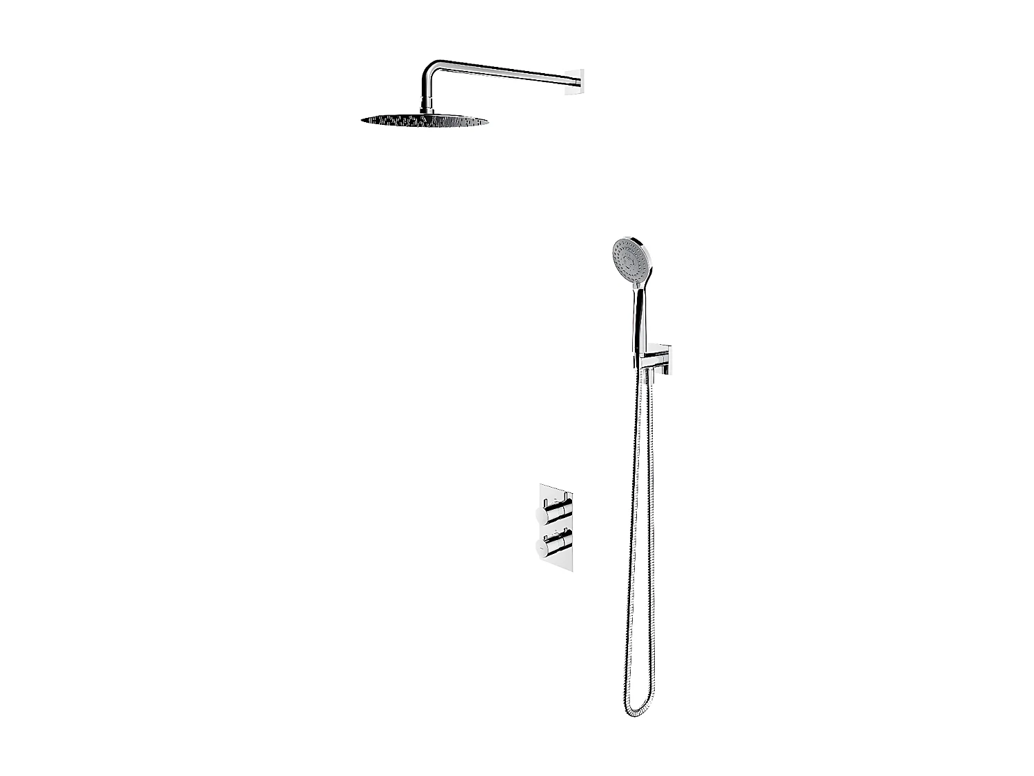 Colonne de douche thermostatique  Y encastrable chrome