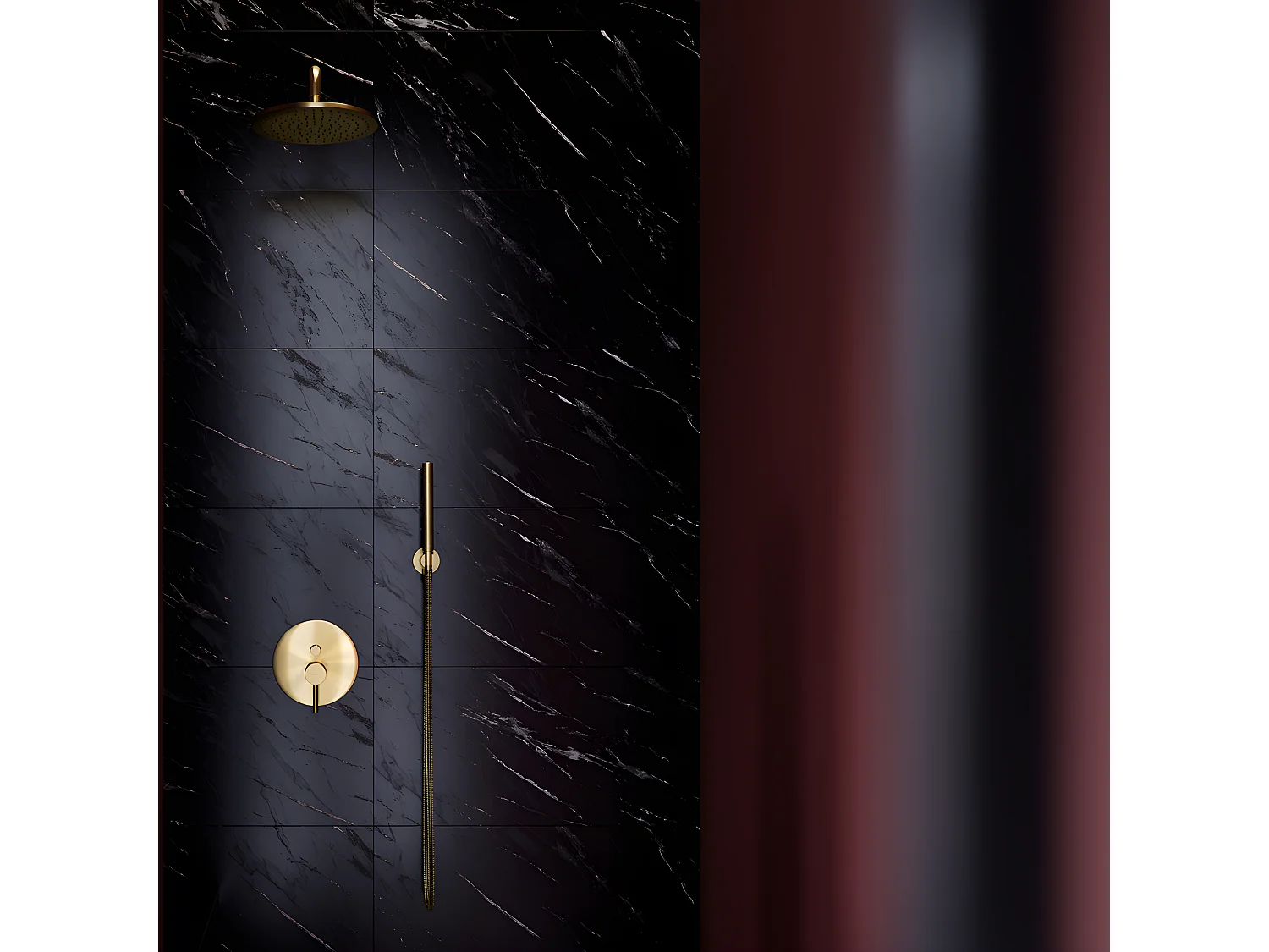 Colonne de douche Y encastrable  or brossé