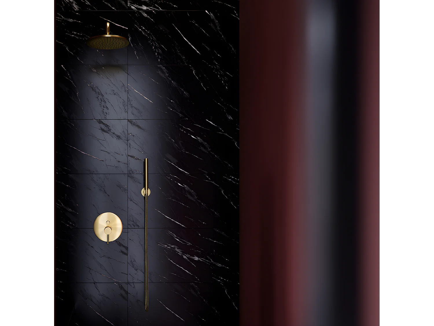 Colonne de douche Y encastrable  or brossé