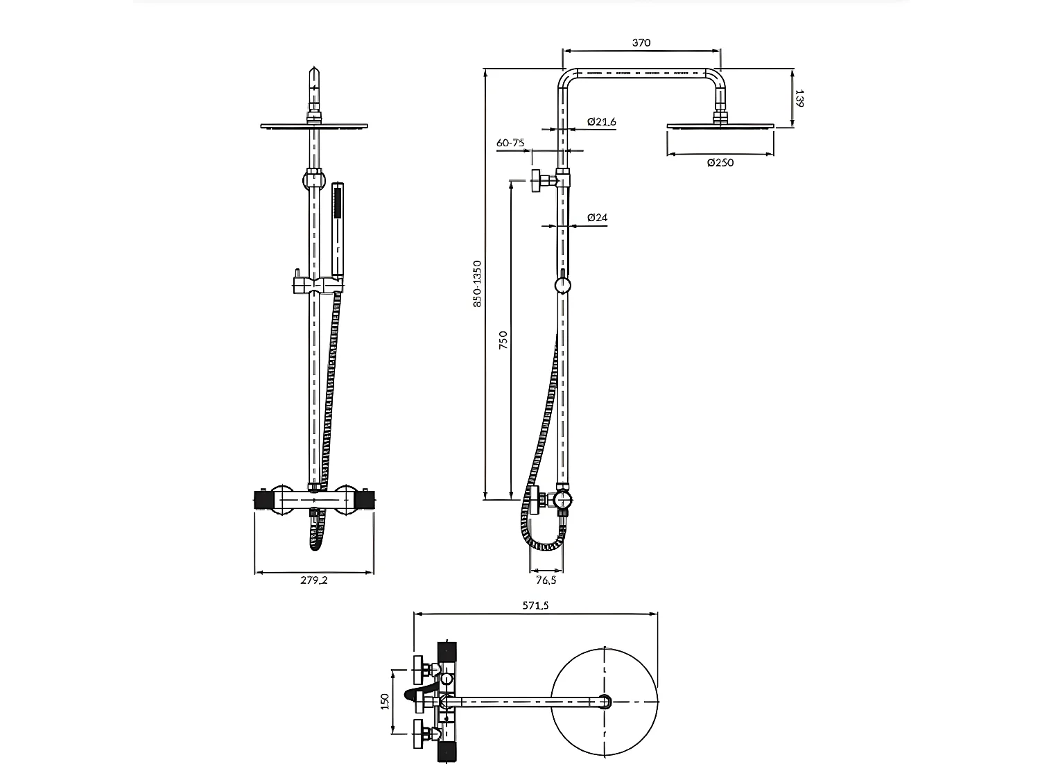 colonne de douche Thermostatique  Contour couleur : Chrome