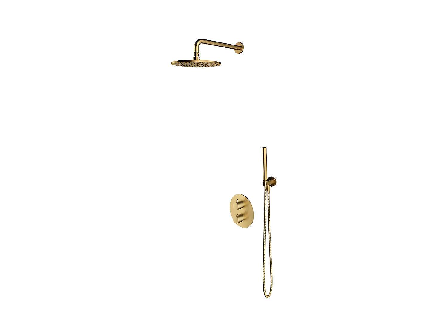 Colonne de douche thérmostatique Y encastrable doré brossé