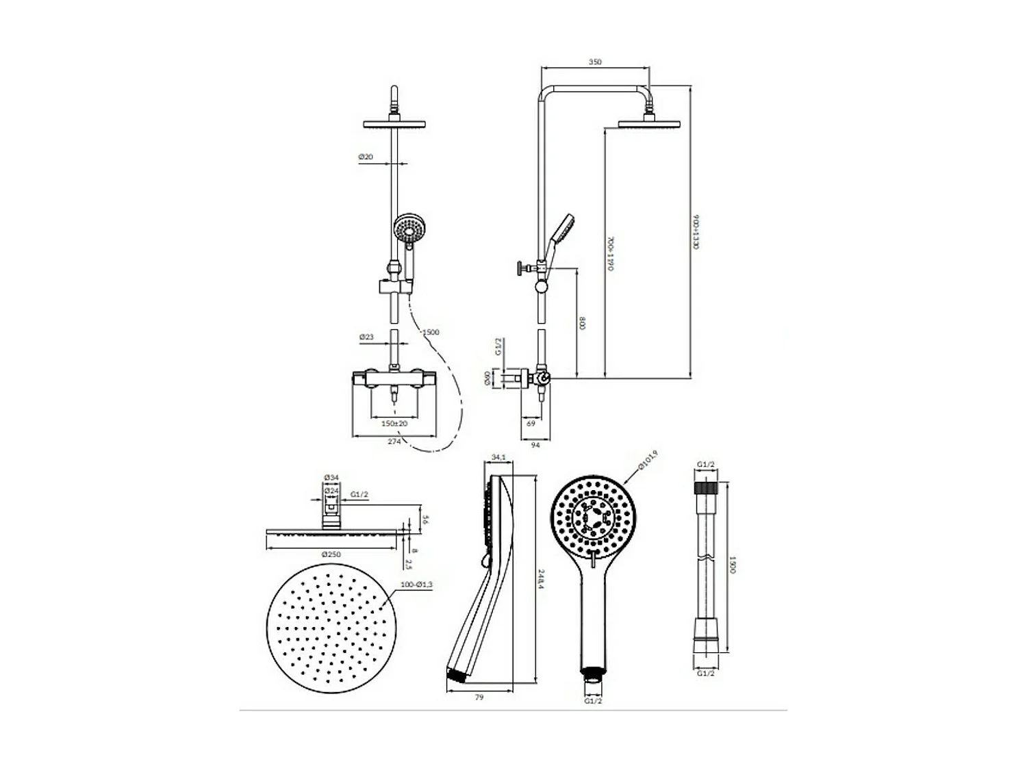 colonne de douche Thermostatique Y couleur : Or marque OMNIRES