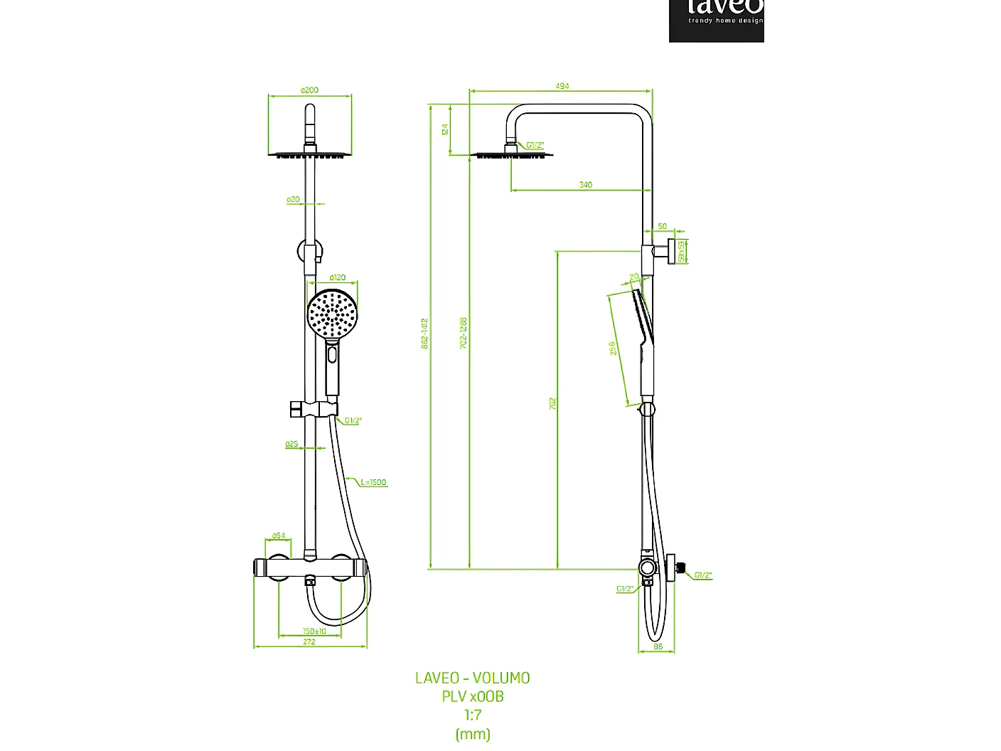 Colonne de douche  Volumo,  Couleur: Noir