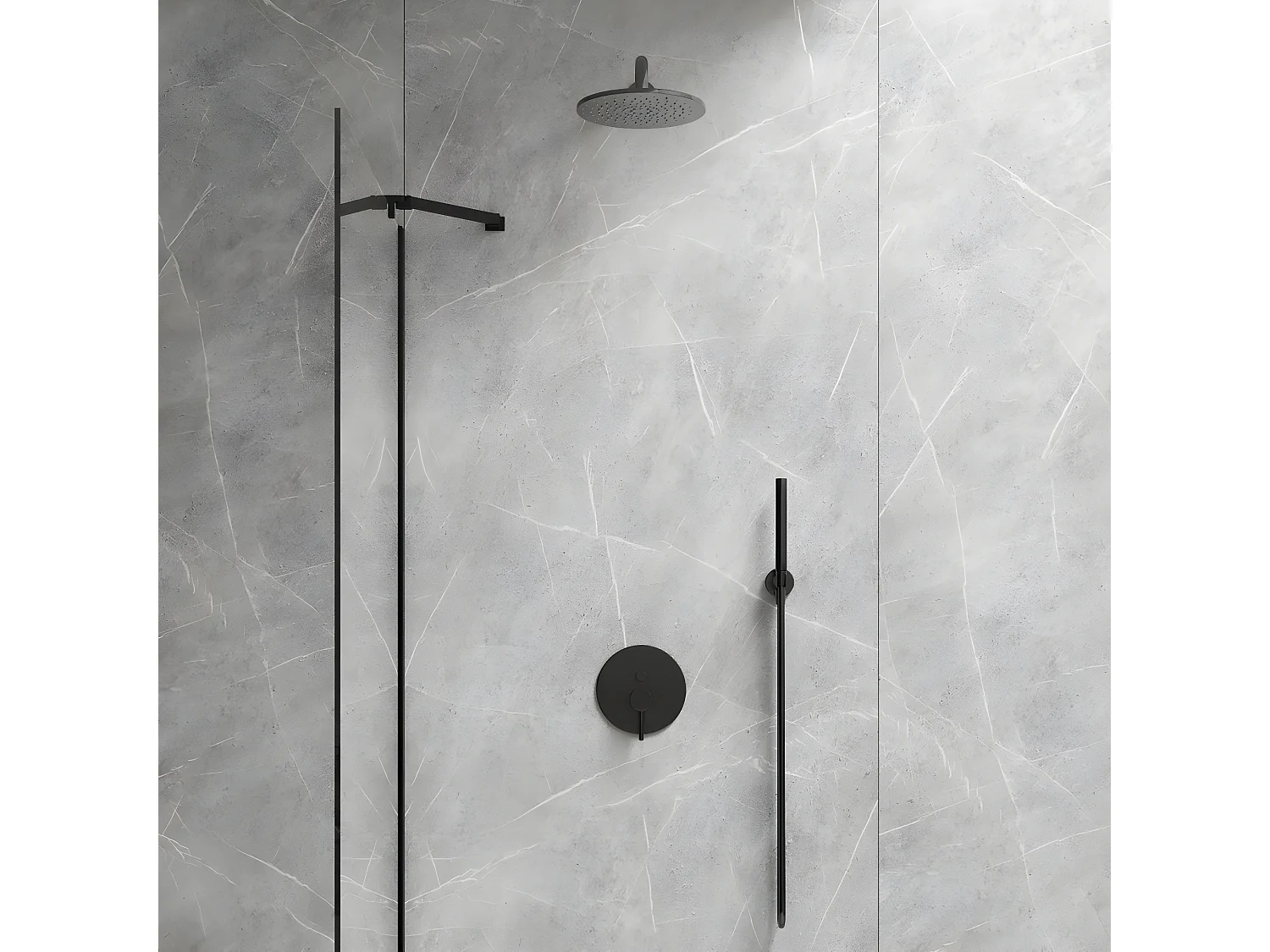 Colonne de douche en Y encastrable noir