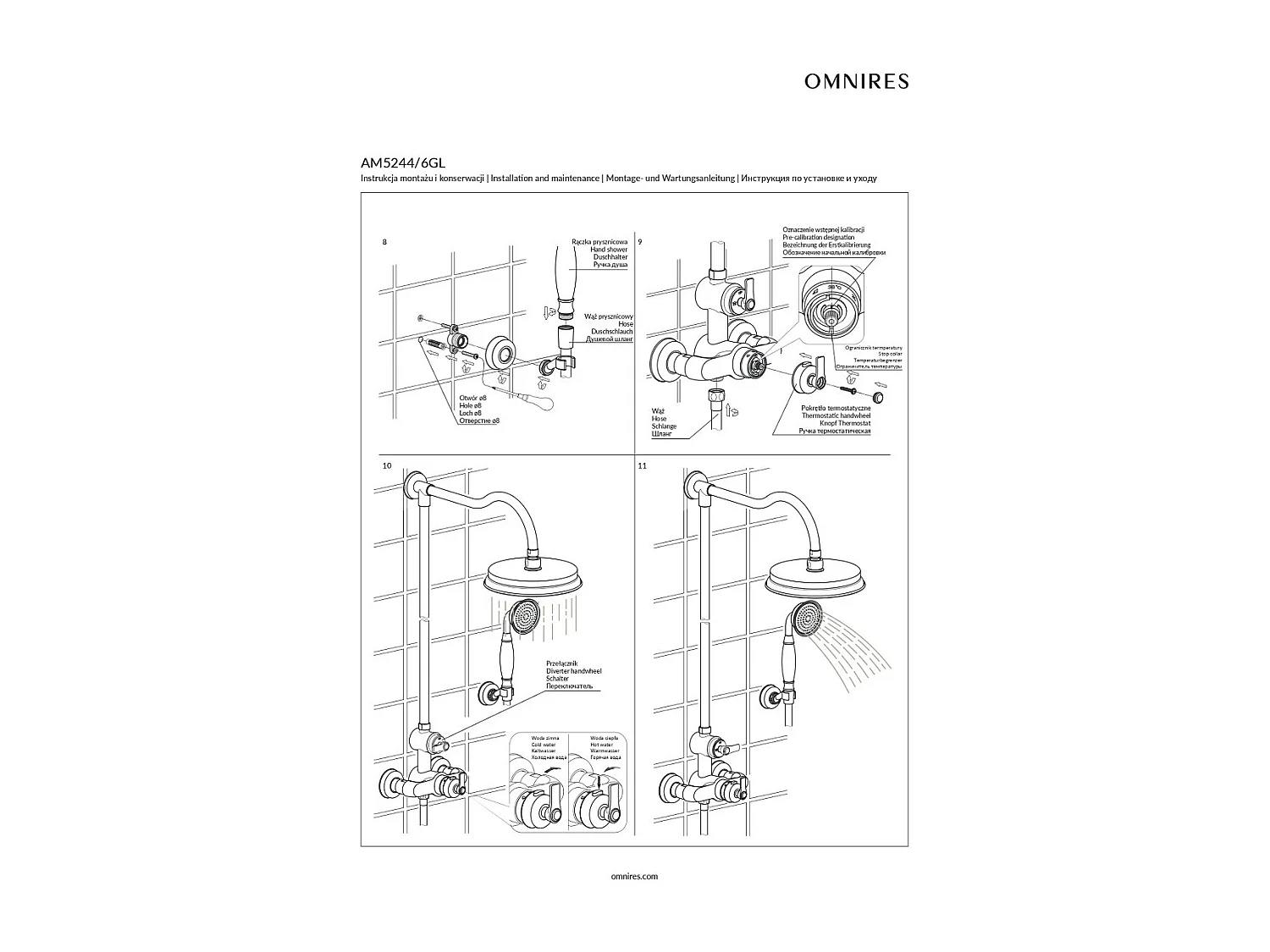 Colonne de douche murale thermostatique - Armance - Chrome