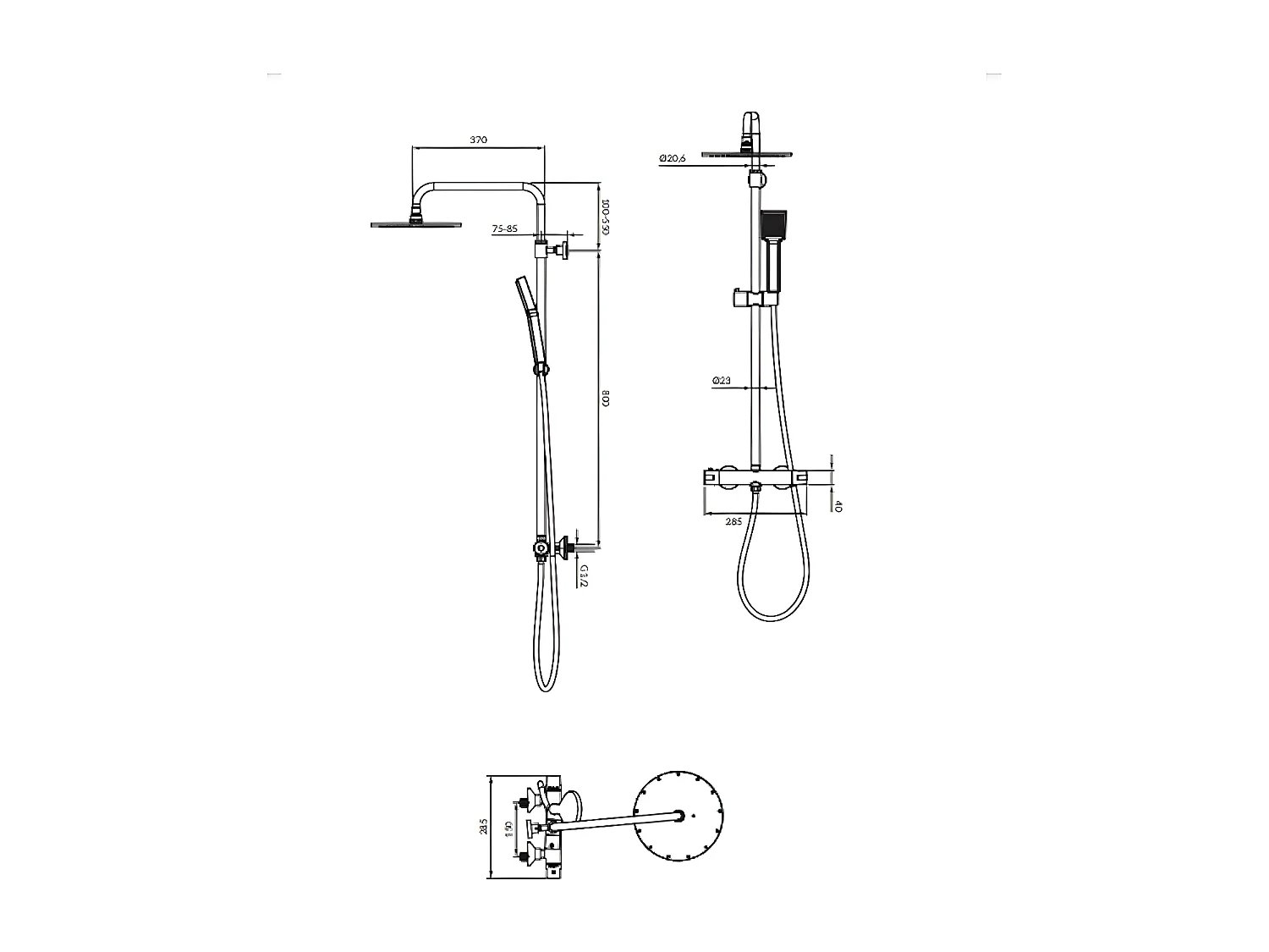 Colonne de douche Thermostatique  Y couleur : Noir