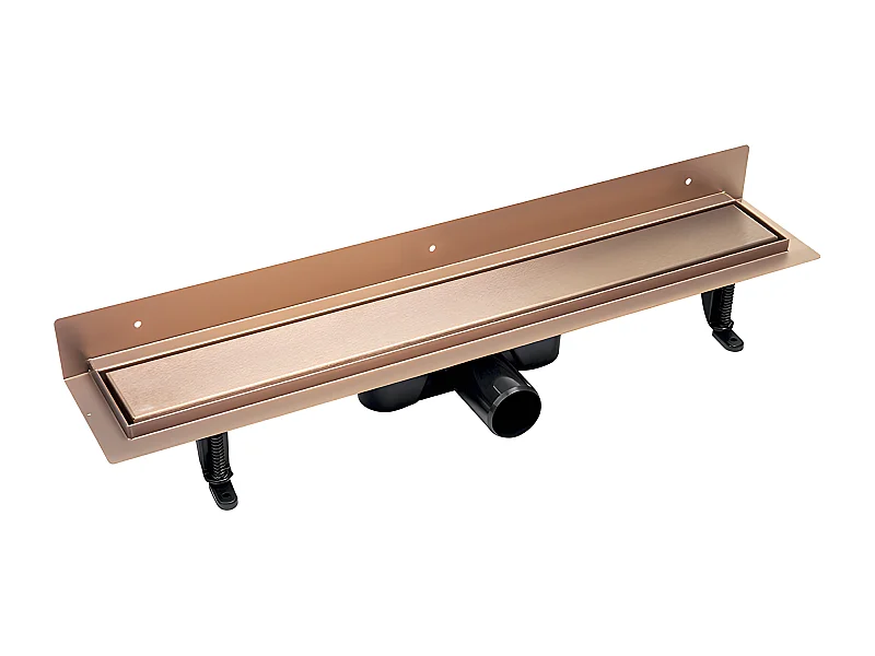 Caniveau de douche BASSO,proche de mur, couleur: cuivre brossé, longueur:100 cm