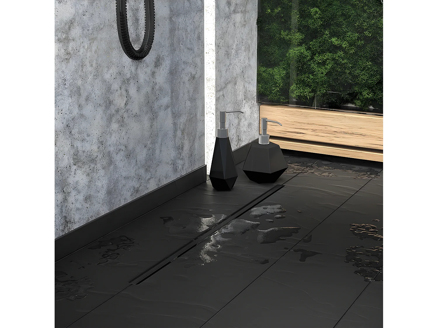 Caniveau de douche SLIM, couleur: noir, longueur:60 cm