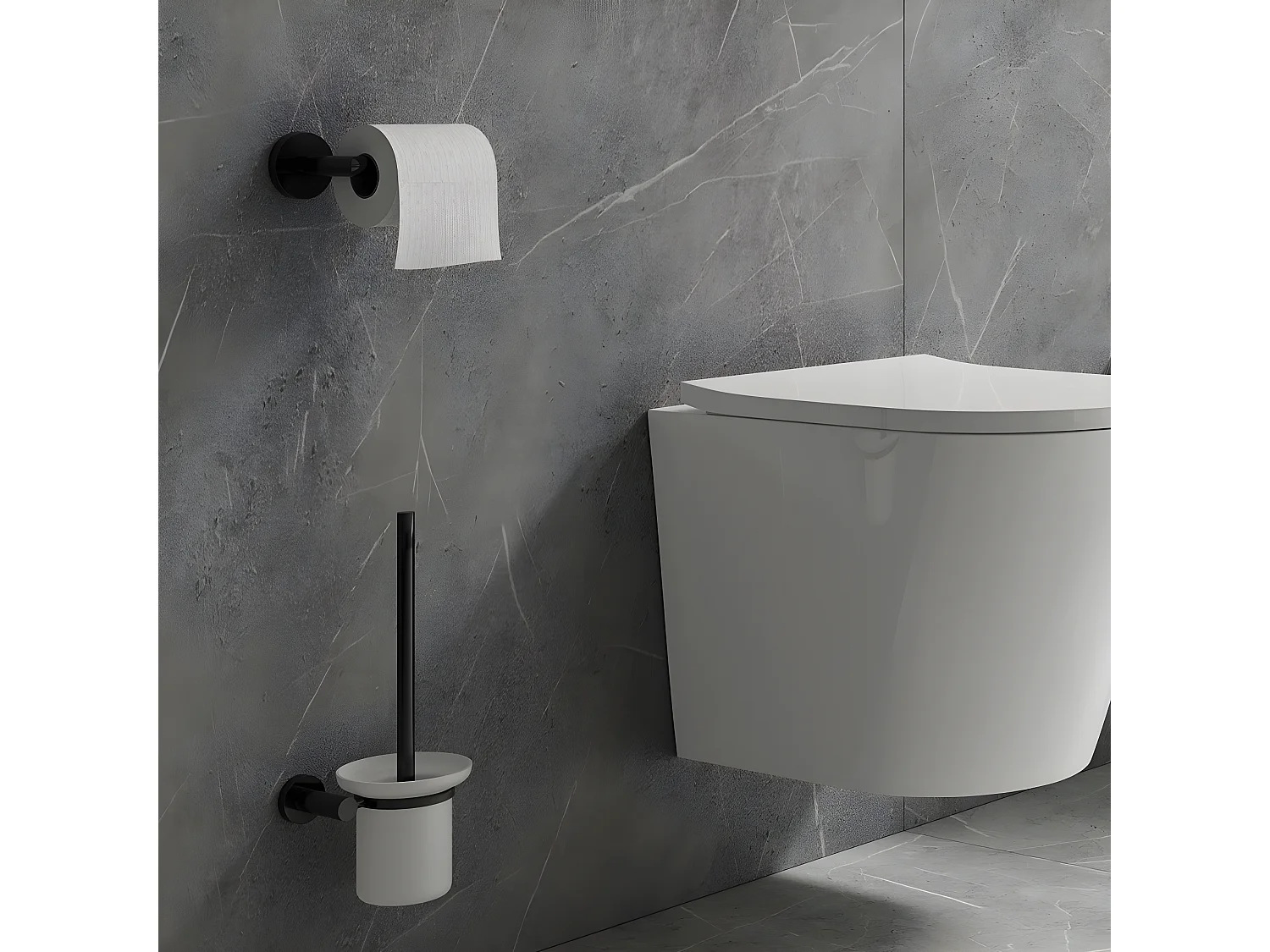 Porte Rouleau Papier Wc Ou Serviettes Modern Project Noir Mat Matière Laiton