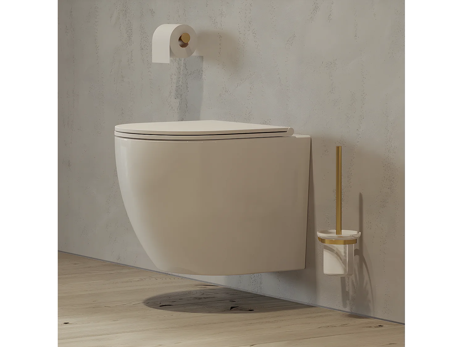 Porte Rouleau Papier Wc Ou Serviettes Modern Project doré Brossé Matière Laiton