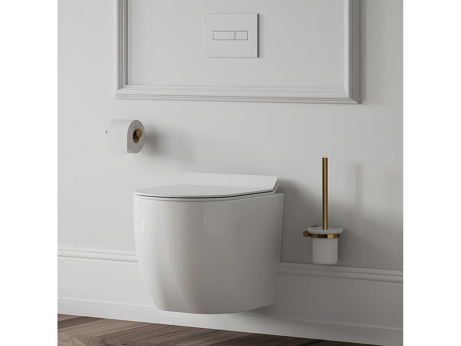 Porte Rouleau Papier Wc Ou Serviettes Modern Project doré Matière Laiton