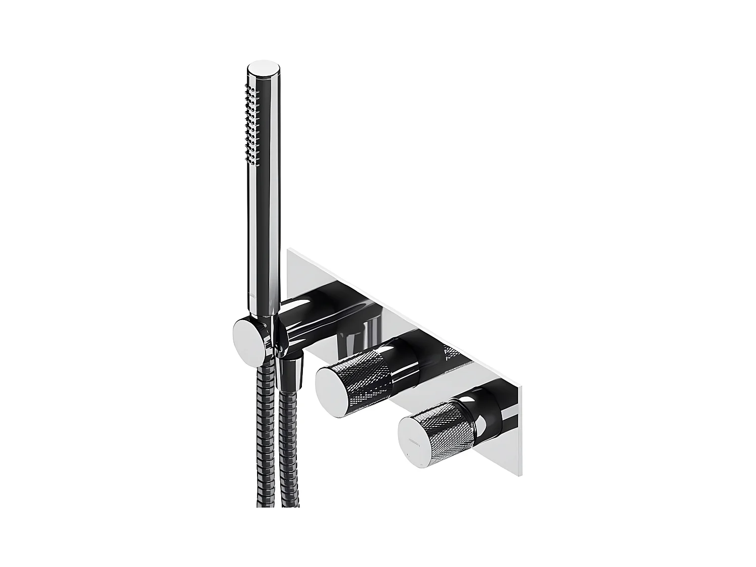 Mitigeur de douche et de baignoire à encastrer avec pommeau de douche- Chrome