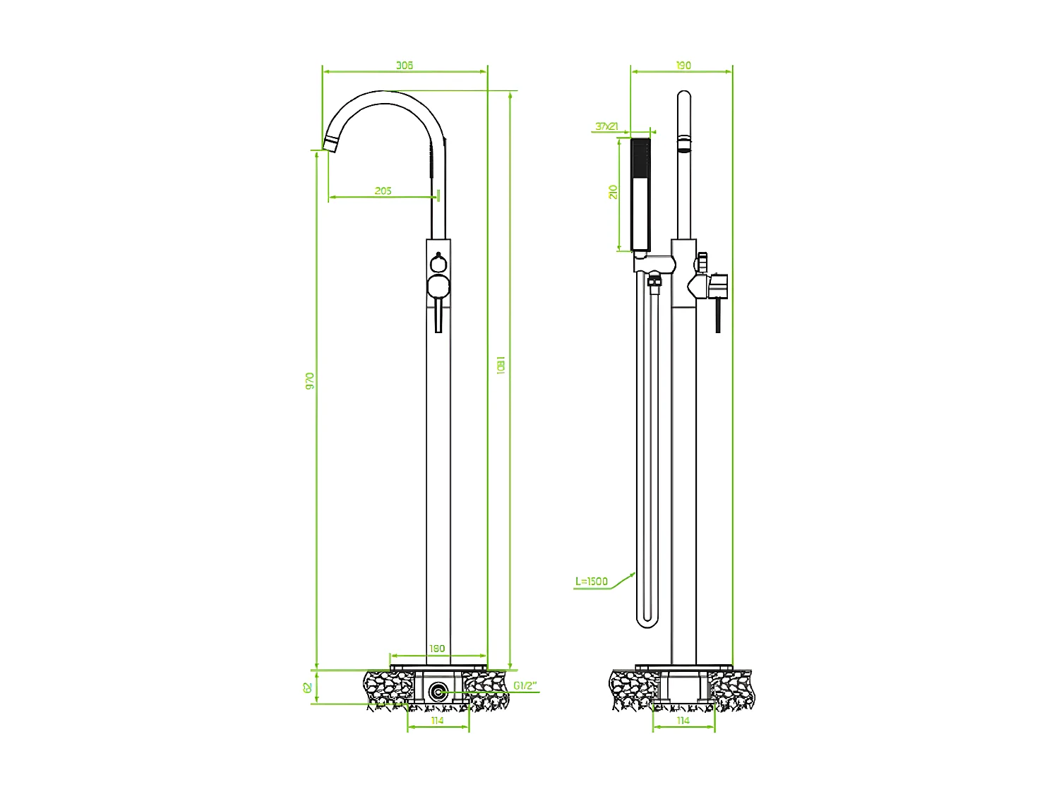 Mitigeur de baignoire îlot Pola, couleur: Rose doré