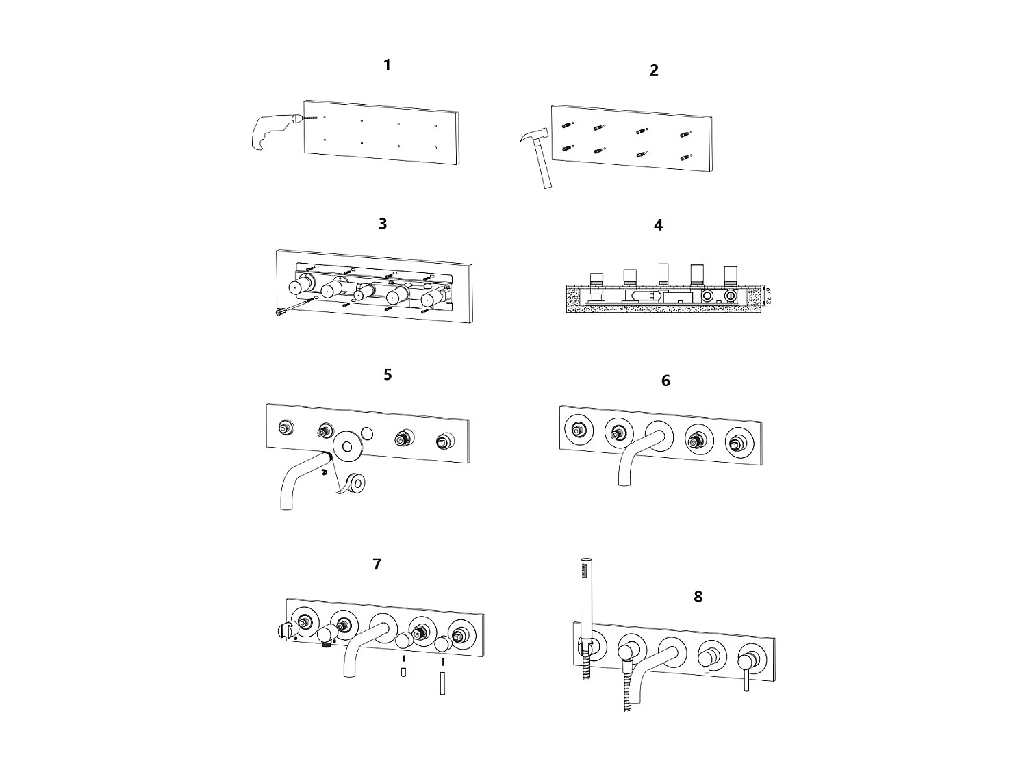 Mitigeur thermostatique de baignoire à encastrer - 5 sorties - Y - Cuivre