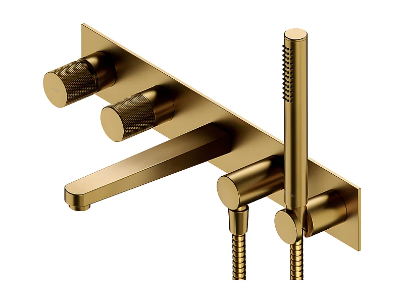 Mitigeur de douche et de baignoire  à encastrer - 5 sorties - Or brossé