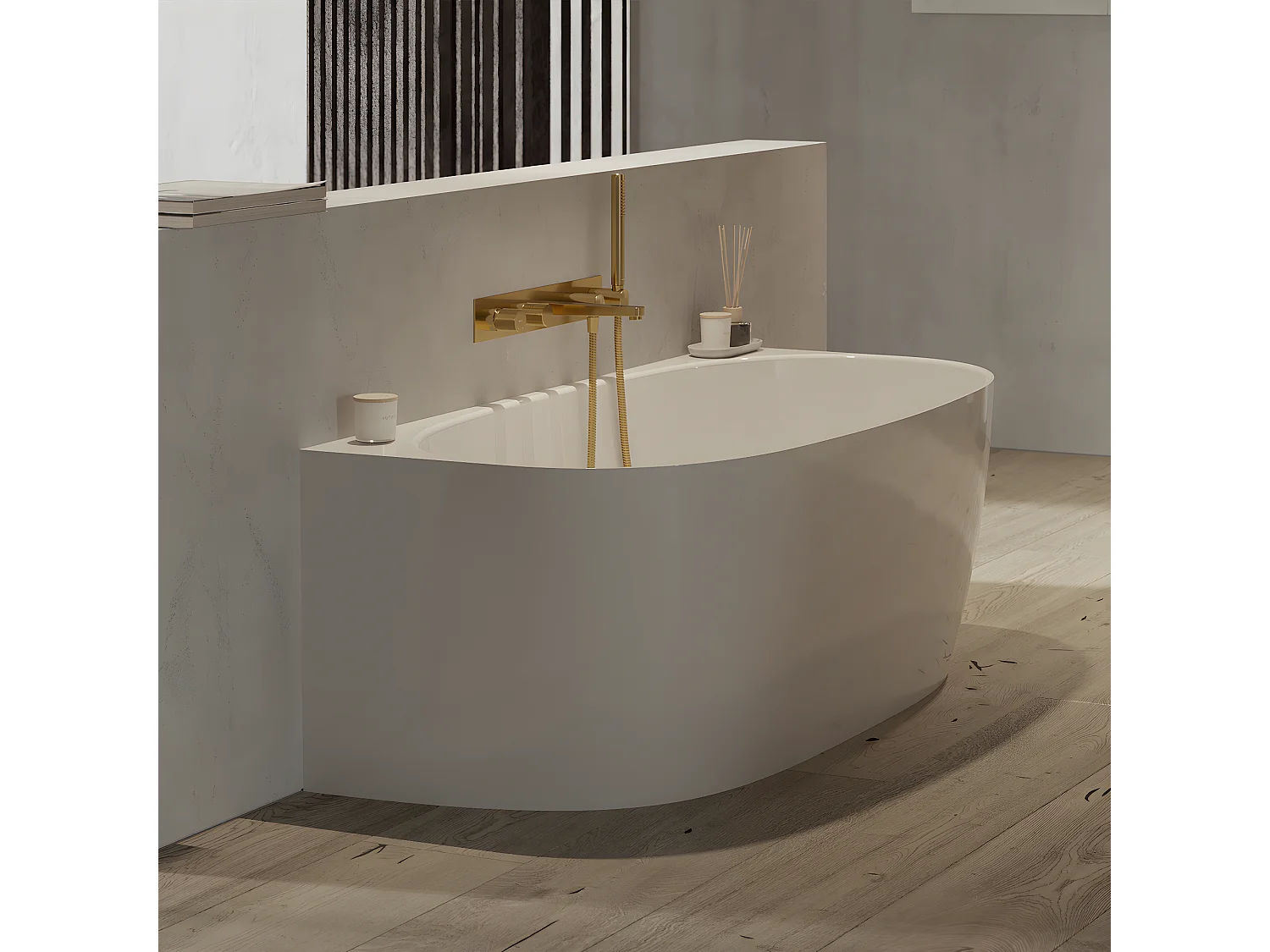 Mitigeur de douche et de baignoire  à encastrer - 5 sorties - Or brossé