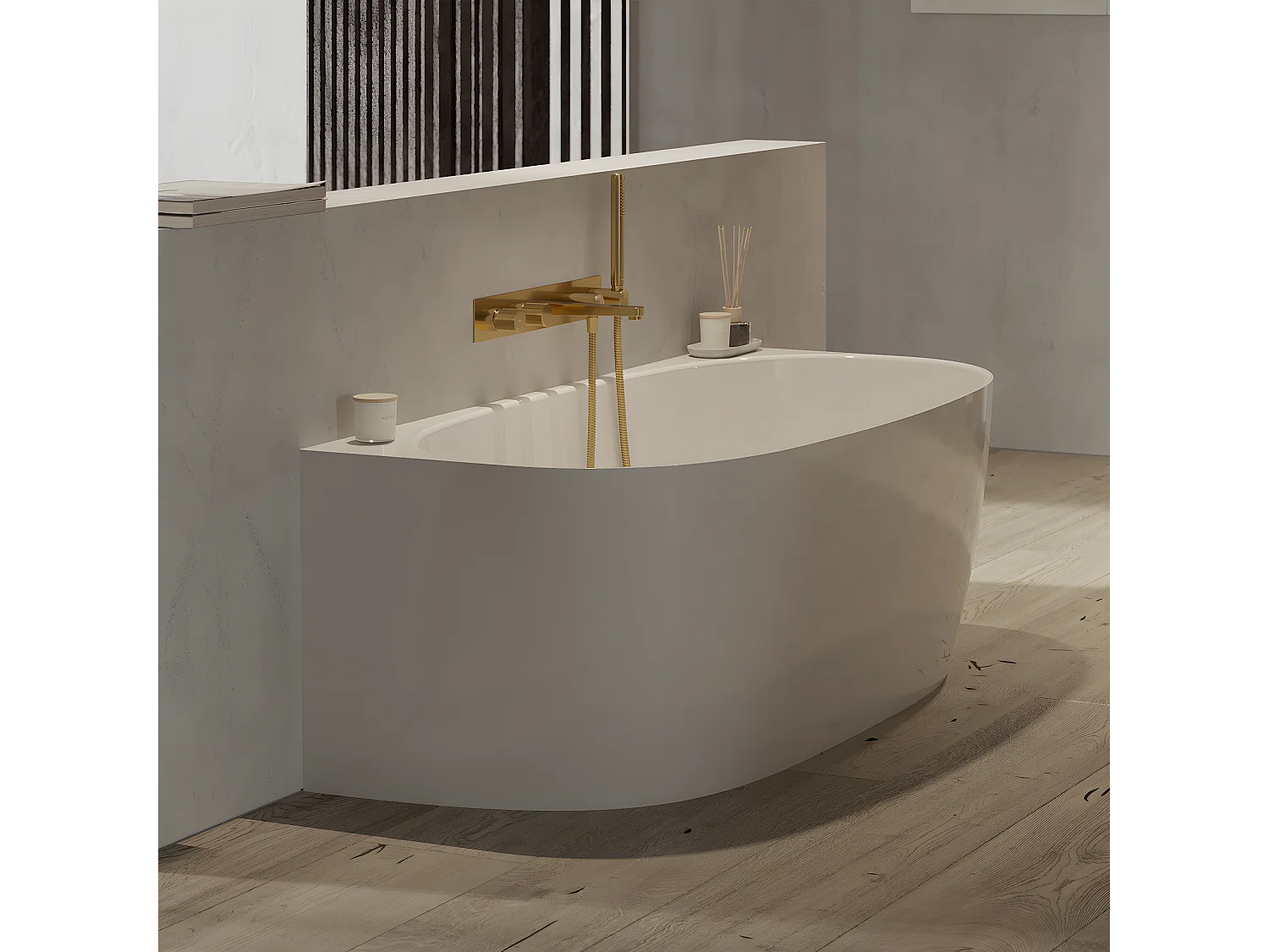 Mitigeur de douche et de baignoire  à encastrer - 5 sorties - Or brossé