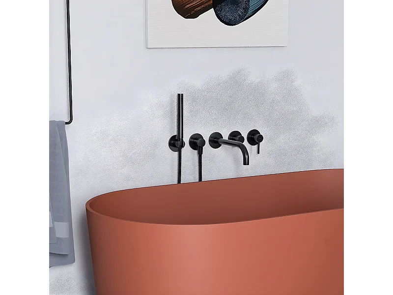 Mitigeur de douche et de baignoire à encastrer - 5 sorties - Y - Noir