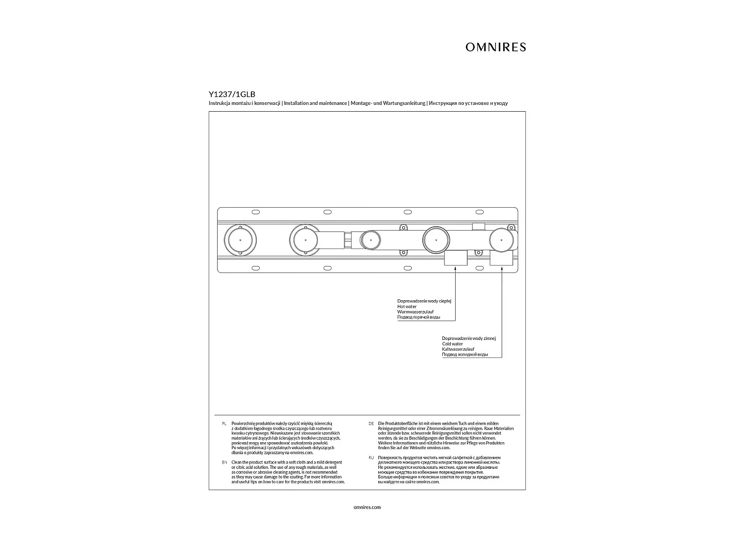 Mitigeur de douche et de baignoire à encastrer - 5 sorties - Y - Noir