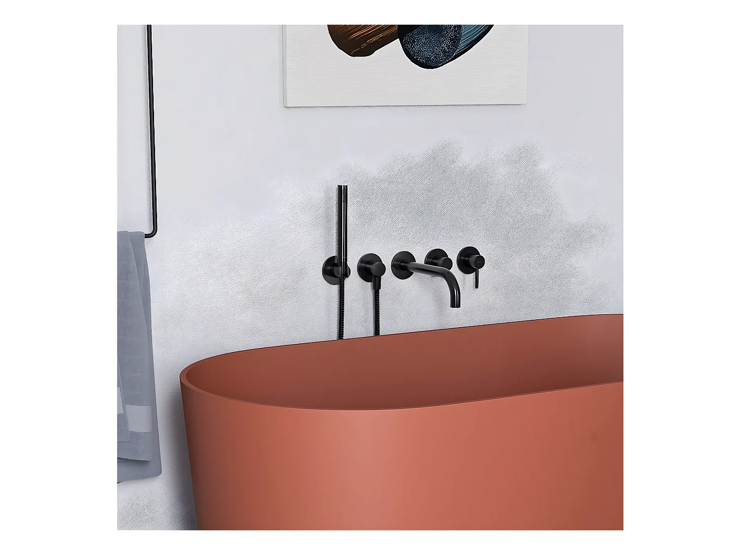Mitigeur de douche et de baignoire à encastrer - 5 sorties - Y - Noir