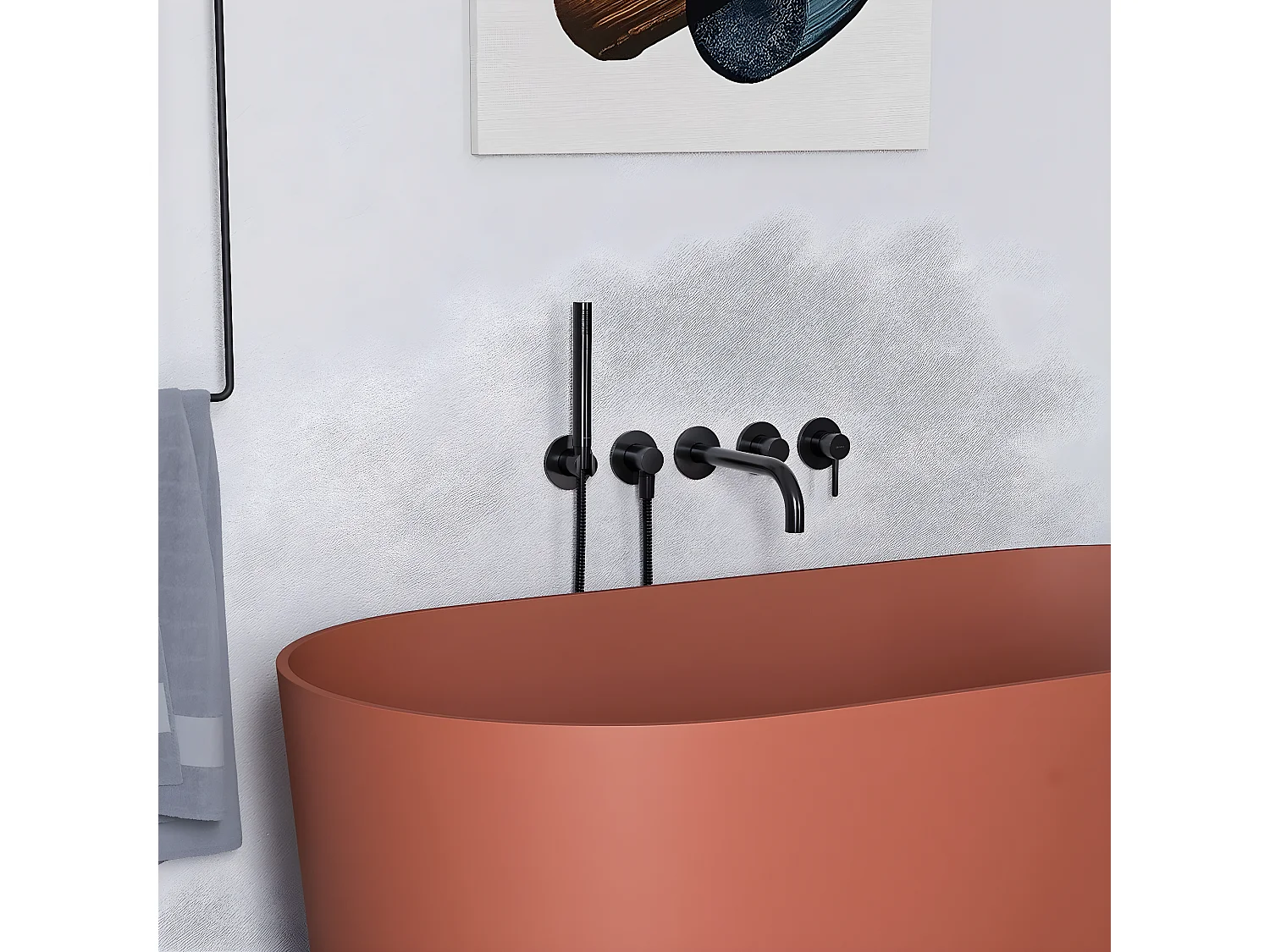 Mitigeur de douche et de baignoire à encastrer - 5 sorties - Y - Noir