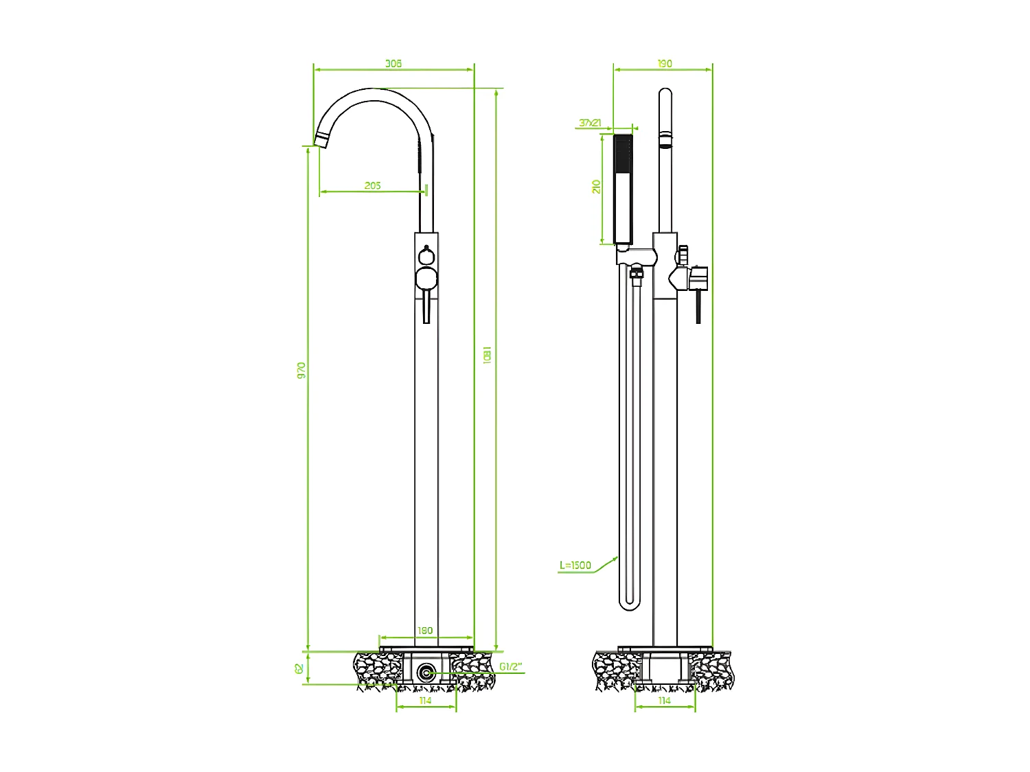 Mitigeur de baignoire îlot Pola, couleur: Chrome