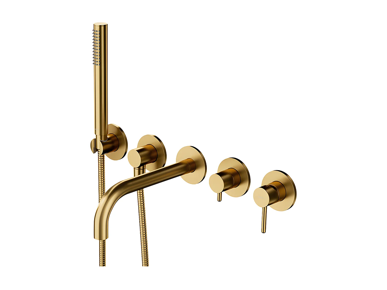 Mitigeur de douche et de baignoire  à encastrer - 5 sorties - Y - Or brossé