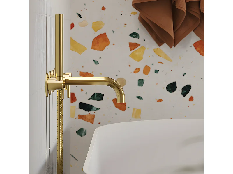 Mitigeur de douche et de baignoire  à encastrer - 5 sorties - Y - Or brossé