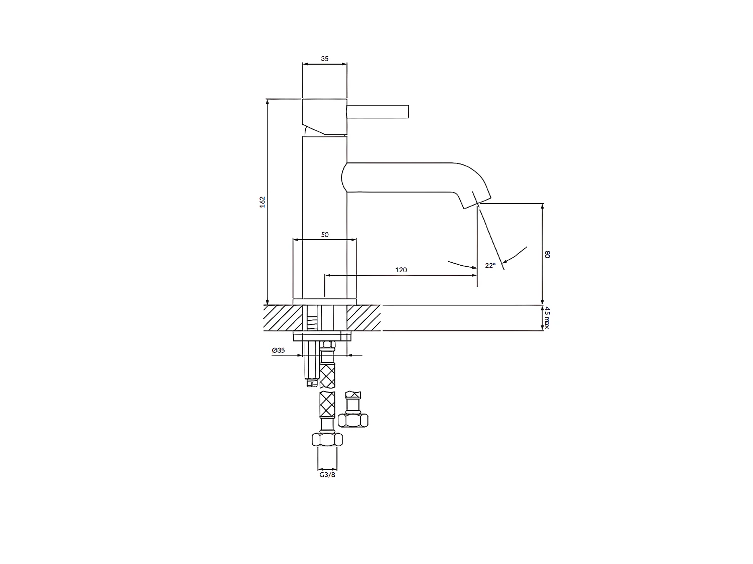 Mitigeur Lavabo Bas Omnires collection Y copper, 16 Cm Couleur : cuivre