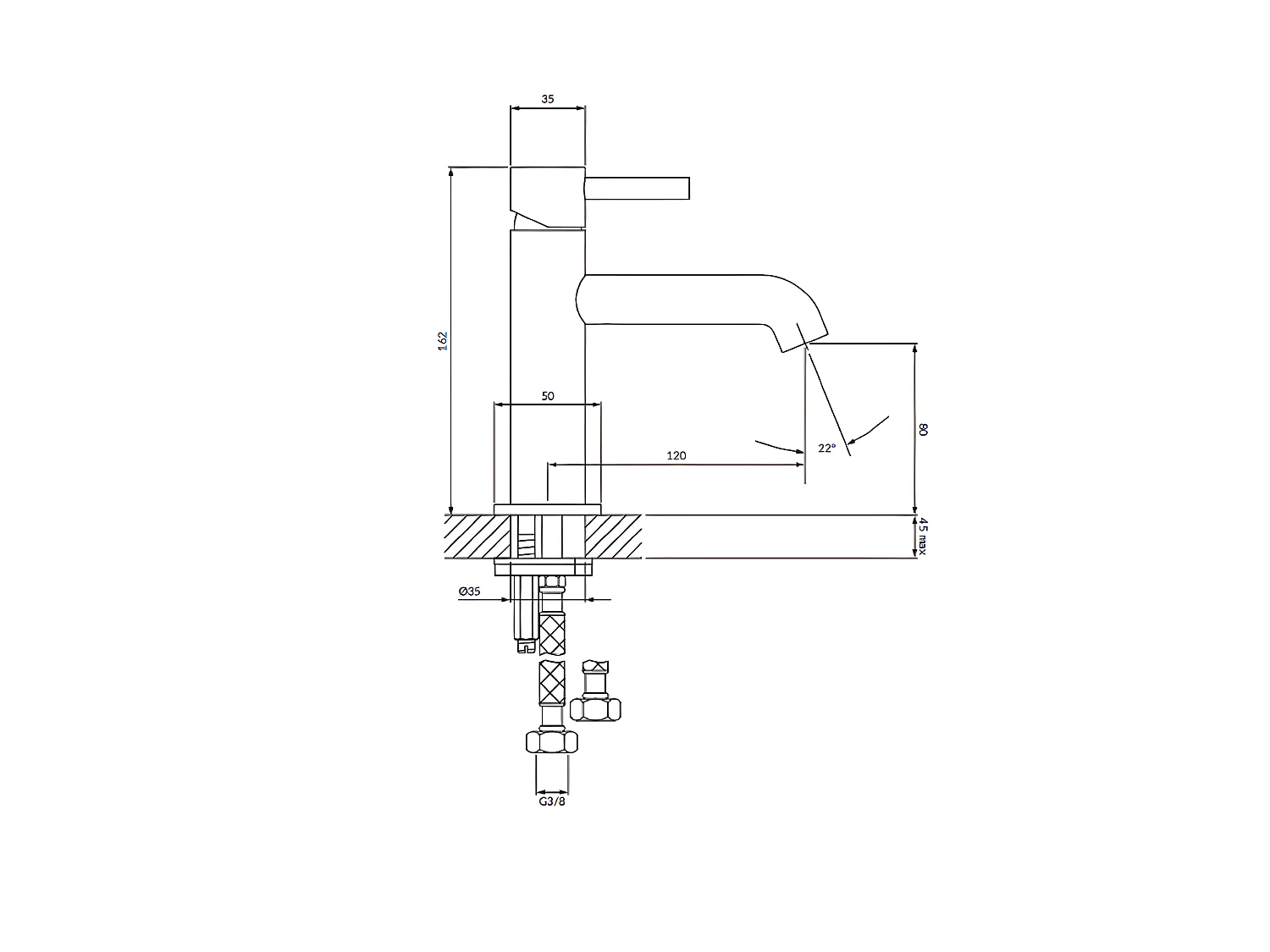 Mitigeur Lavabo Bas Omnires collection Y copper, 16 Cm Couleur : cuivre