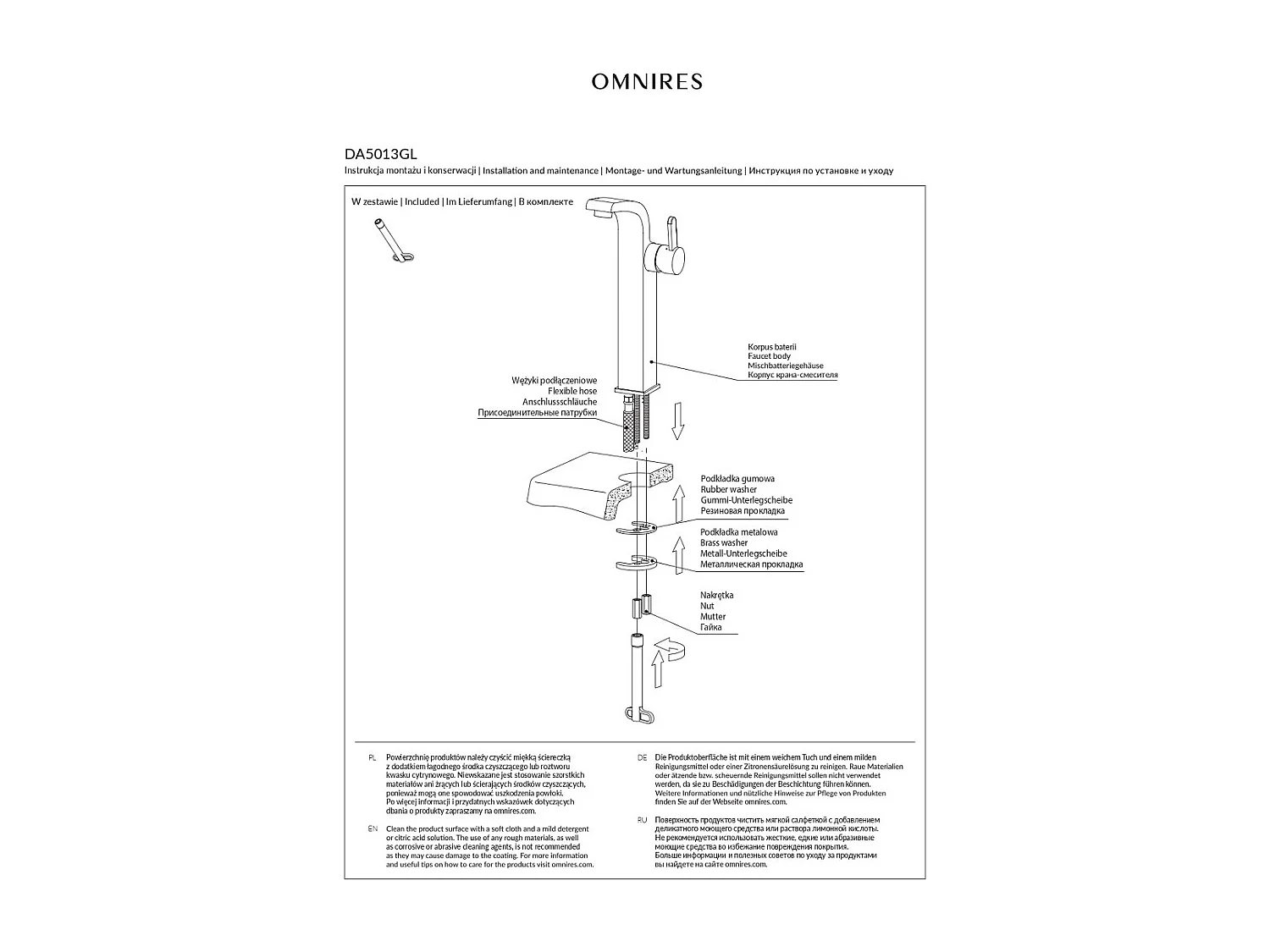 Mitigeur lavabo - 33 cm - DARLING - Doré