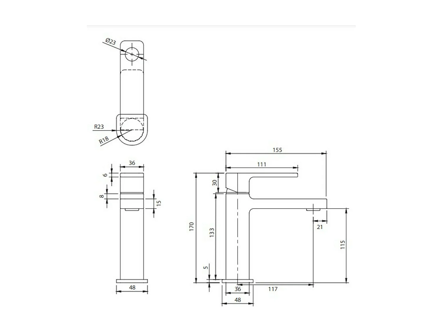 Mitigeur Lavabo Bas Baretti, 17 Cm, couleur : Noir Mat